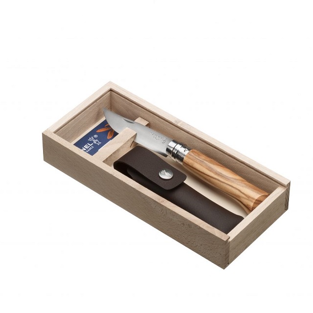 Zavírací nůž 8,5 cm N°08 oliva + pouzdro LUXURY - OPINEL