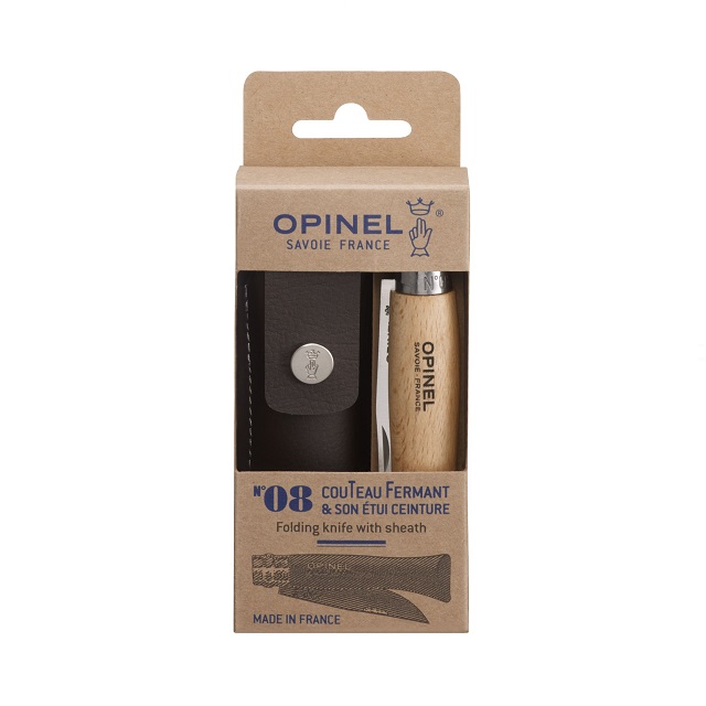 Zavírací nůž 8,5 cm N°08 + pouzdro CLASSIC STAINLESS STEEL - OPINEL