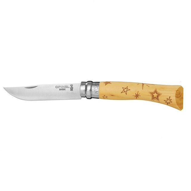 Zavírací nůž 8 cm N°07 hvězdy ENGRAVINGS - OPINEL
