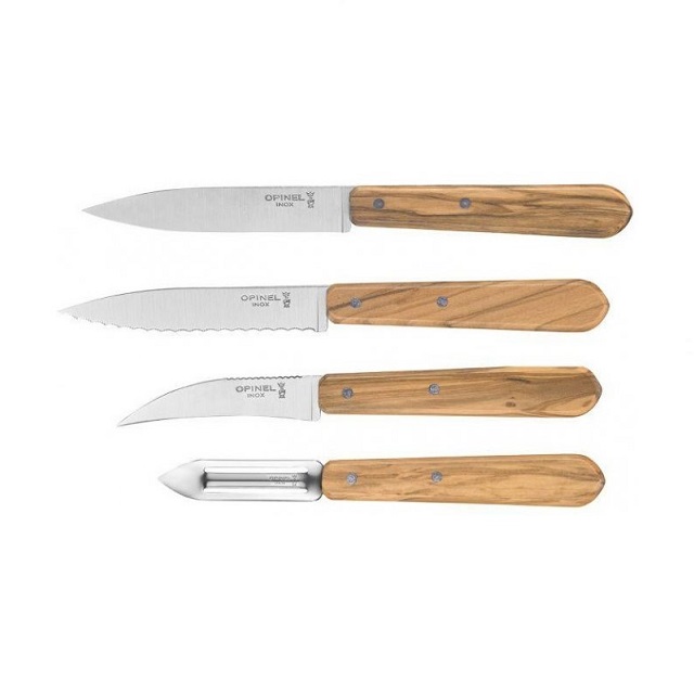 Sada nožů 4 ks olivové dřevo Les Essentiels - OPINEL