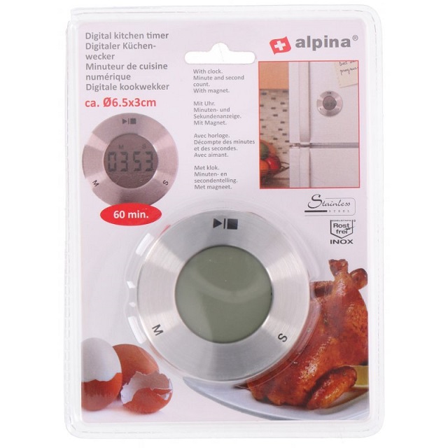Digitální kuchyňská minutka s hodinami - ALPINA