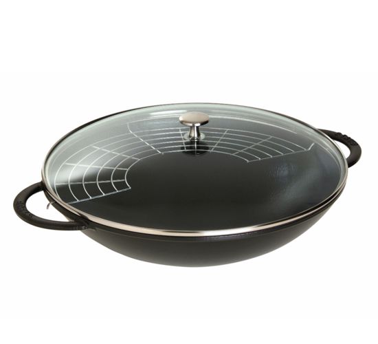 Wok se skleněnou poklicí 37 cm černá - Staub