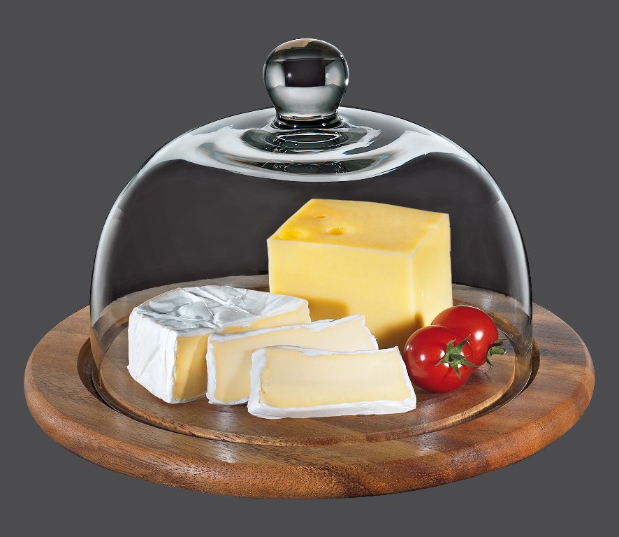 Prkénko na sýr se skleněným poklopem akácie 25 cm - Zassenhaus