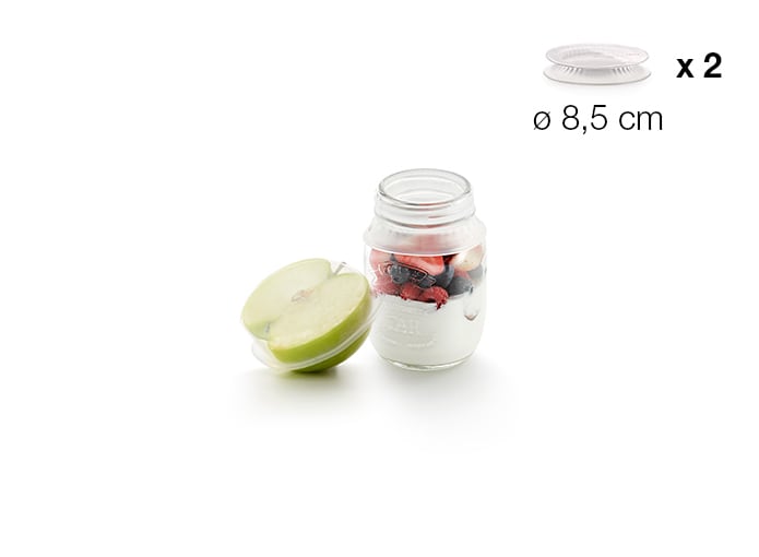 Silikonová víčka na potraviny a nádobí, průměr 8,5 cm, 2 ks, průhledná - Lékué