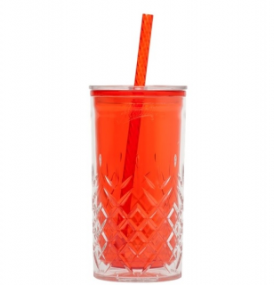 Plastový pohár s brčkem 470ml, červený - Aladdin