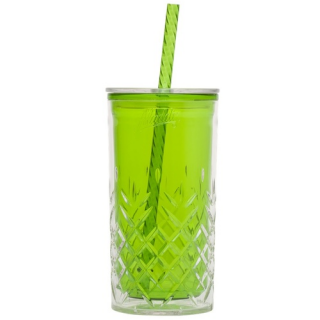 Plastový pohár s brčkem 470ml, zelený - Aladdin