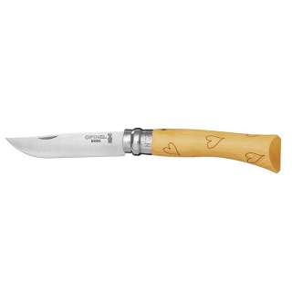 Zavírací nůž 8 cm N°07 srdce ENGRAVINGS - OPINEL