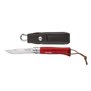 Zavírací nůž 8,5 cm N°08 červená + pouzdo COLORAMA - OPINEL