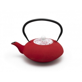 Konvička na čaj s porcelánovým víkem červená 1,2l Yantai - Bredemeijer
