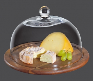Prkénko na sýr se skleněným poklopem akácie 30 cm - Zassenhaus