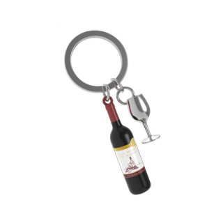 Klíčenka s přívěskem lahve vína a skleničkou - MTM Gifts